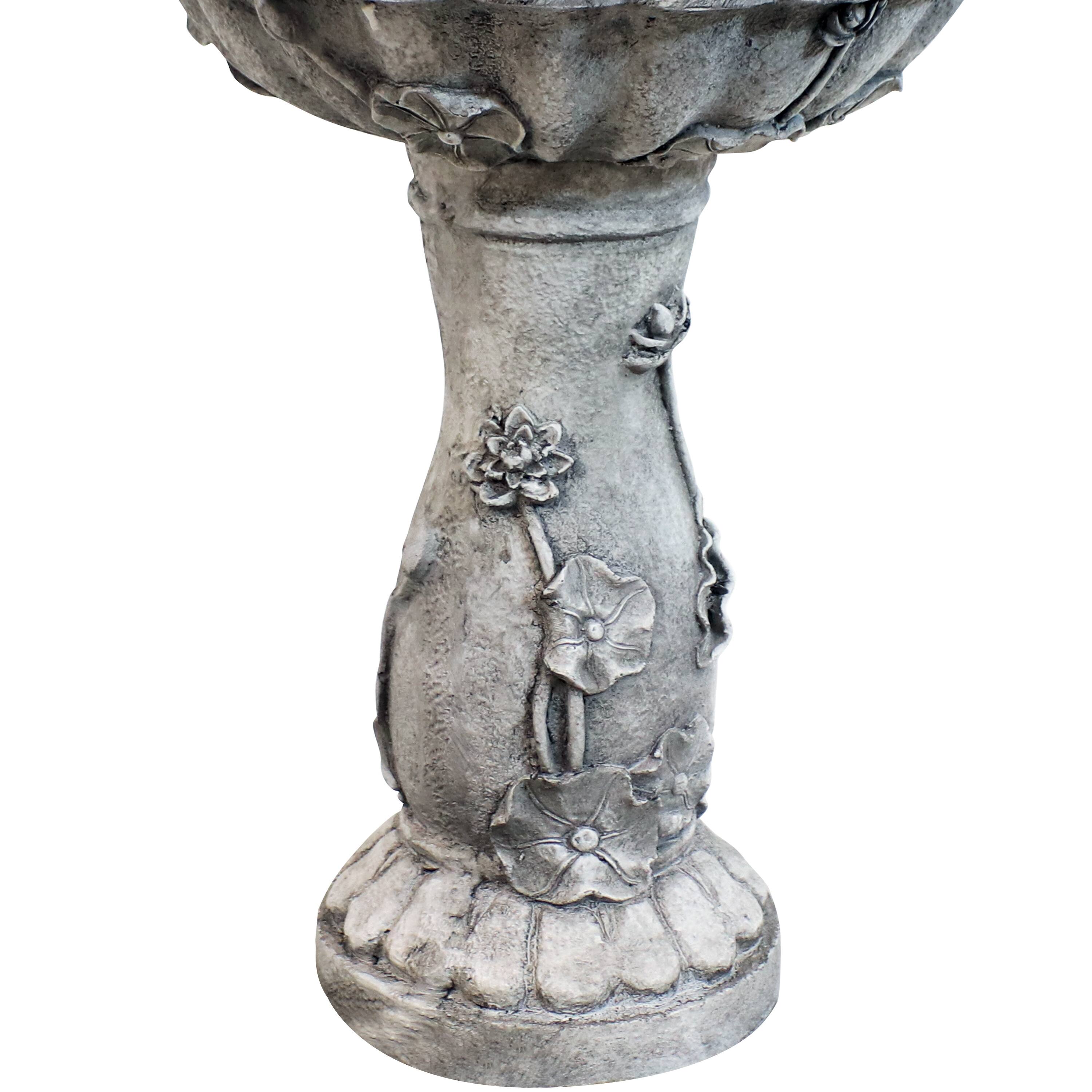 Alt View 8. Sunnydaze - Fairy Flower Solar Water Fountain with Battery Backup - 42 in - Light Grey.