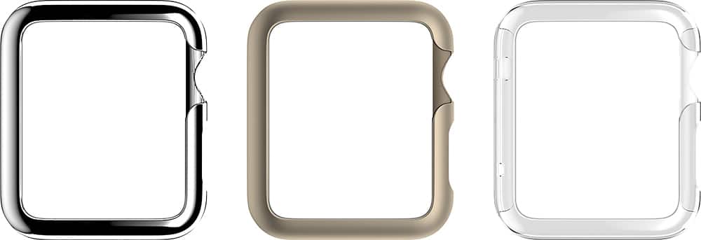 Angle. Griffin - Ultra Thin Guard Cases for Apple® Watch™ 42mm (3-Pack) - Silver/Matte Silver/Clear.