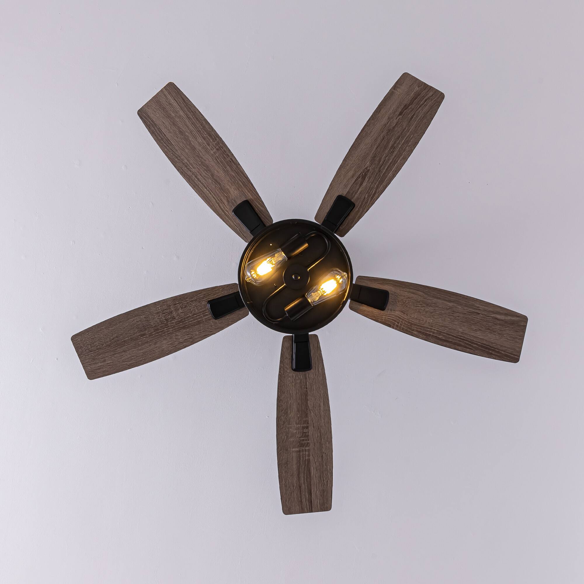 Alt View 6. Siljoy - 46-Inch Rustic Cage Ceiling Fan 5 Blades Industrial Metal Design App Remote Control for Living Room Bedroom Patio - Black.