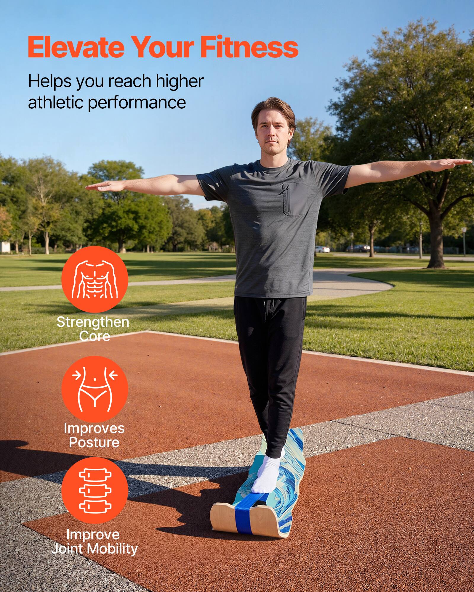 Elevate Your Fitness  
Helps you reach higher athletic performance  

- Strengthen Core  
- Improves Posture  
- Improve Joint Mobility