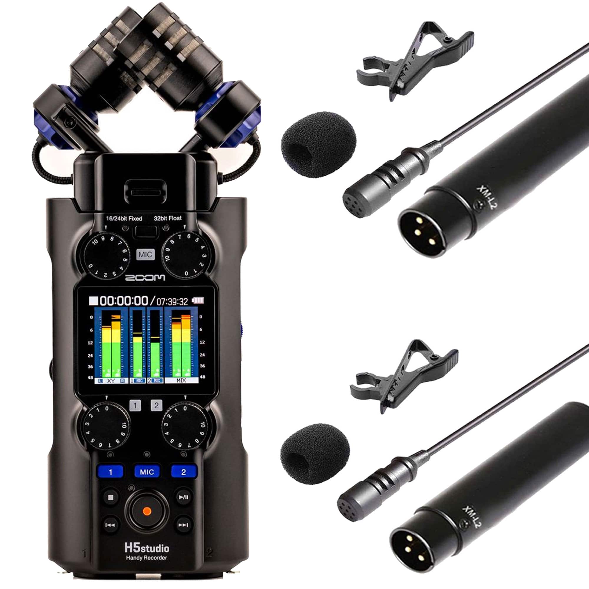Zoom - H5studio 4-Track Recorder Bundle with 2 Wired XLR Lavalier Microphones