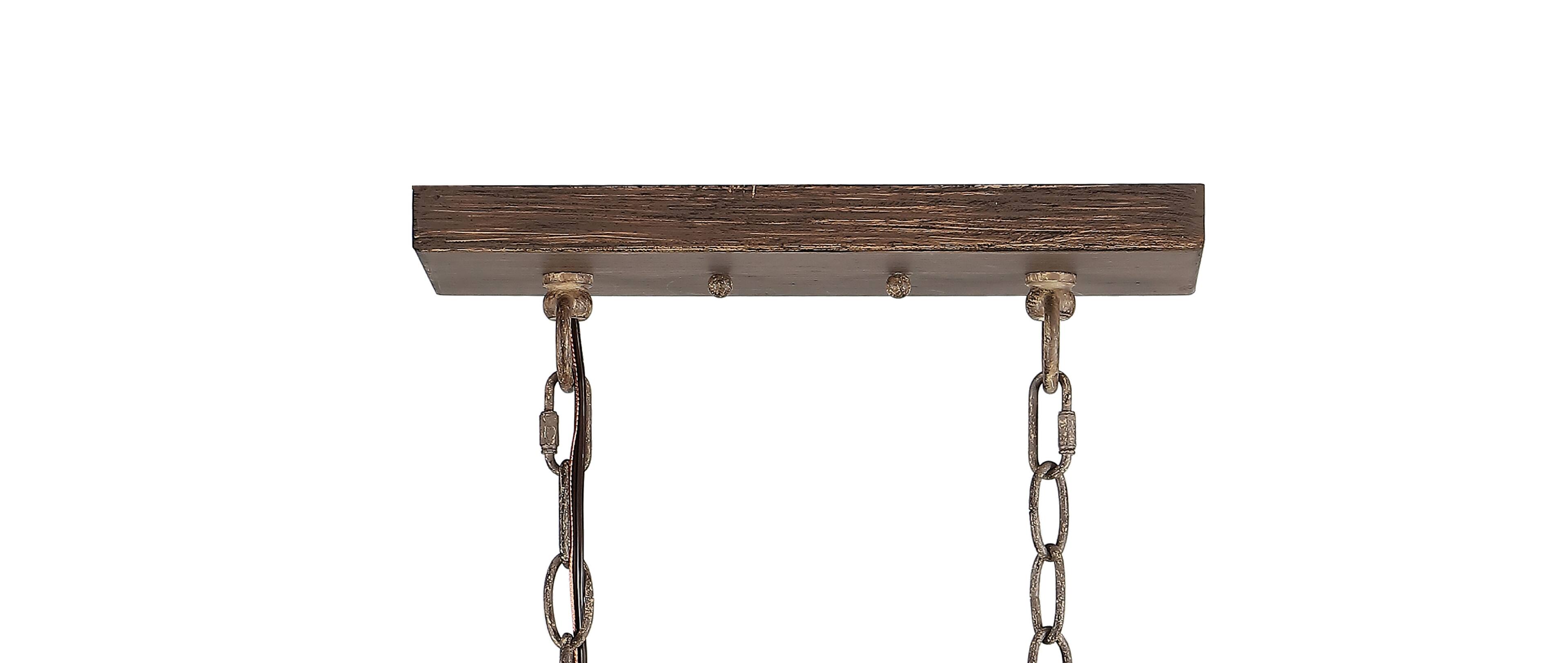 Alt View 5. Jonathan Y - Zeniba 36" 5-Light Linear Adjustable Iron/Seeded Glass Rustic Farmhouse LED Pendant, Brown - Brown.