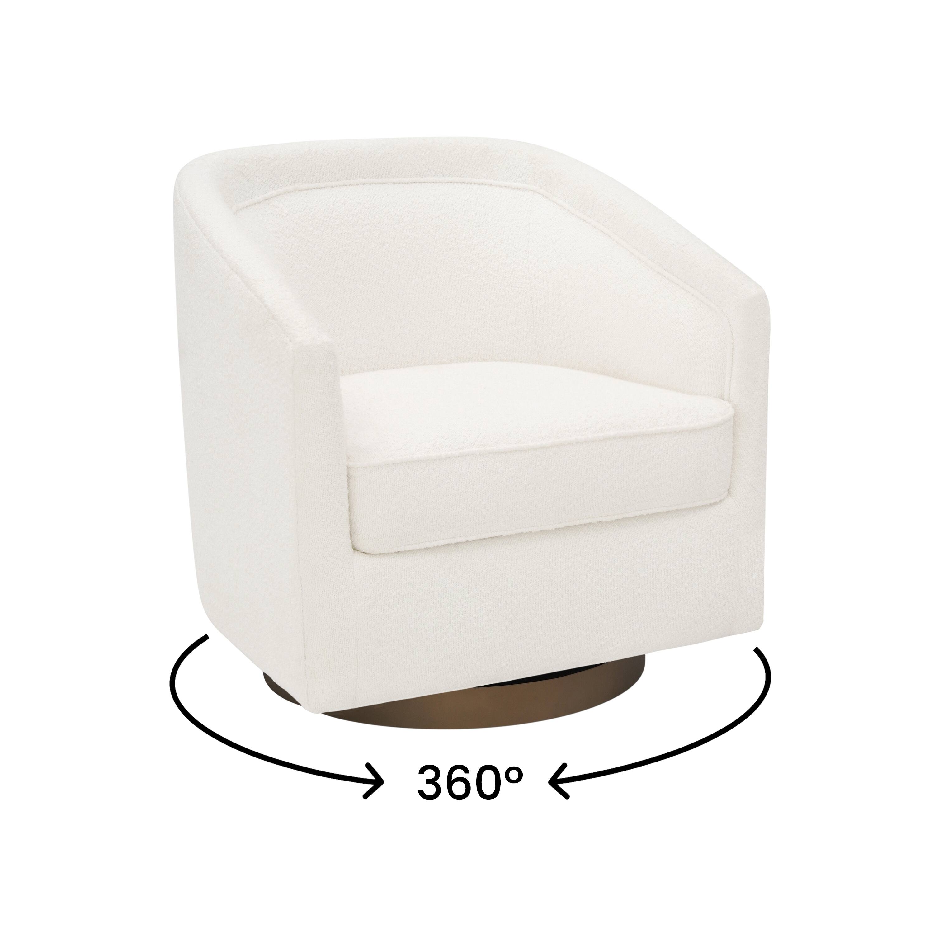 Alt View 8. Emma + Oliver - Della Club Style Barrel Accent Chair with 360 Degree Swivel Base and Sloped Armrests - White.