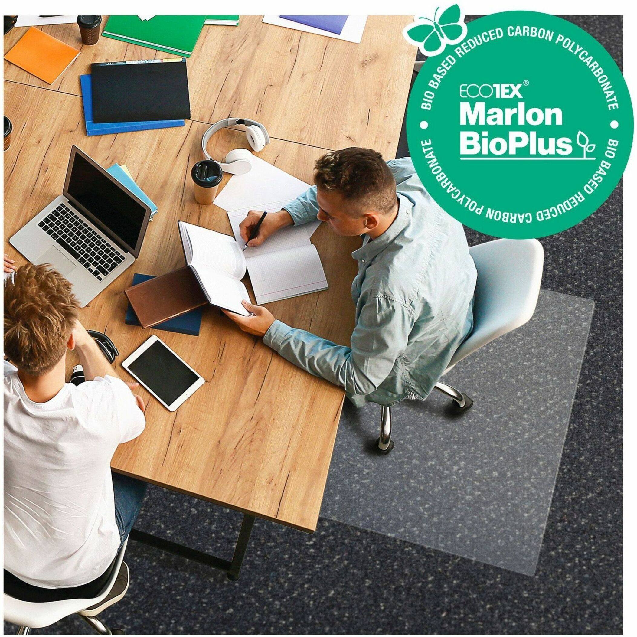 Alt View 40. Floortex - Floortex BioPlus Eco Friendly Carbon Neutral Chair Mat for Low / Medium Pile Carpets up to 1/2" thick - 46" x 60" - Clear.