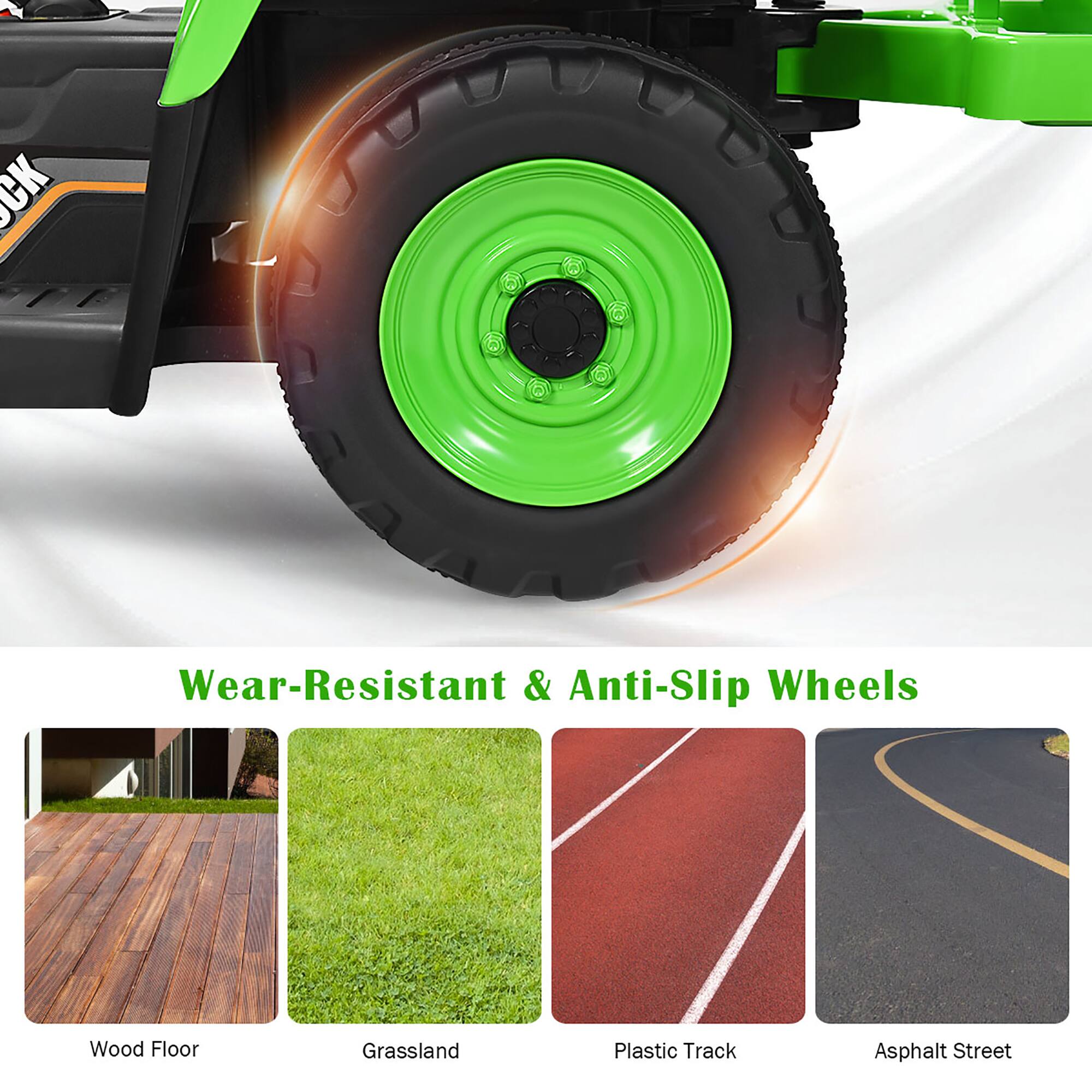 Wear-Resistant & Anti-Slip Wheels

Wood Floor  
Grassland  
Plastic Track  
Asphalt Street