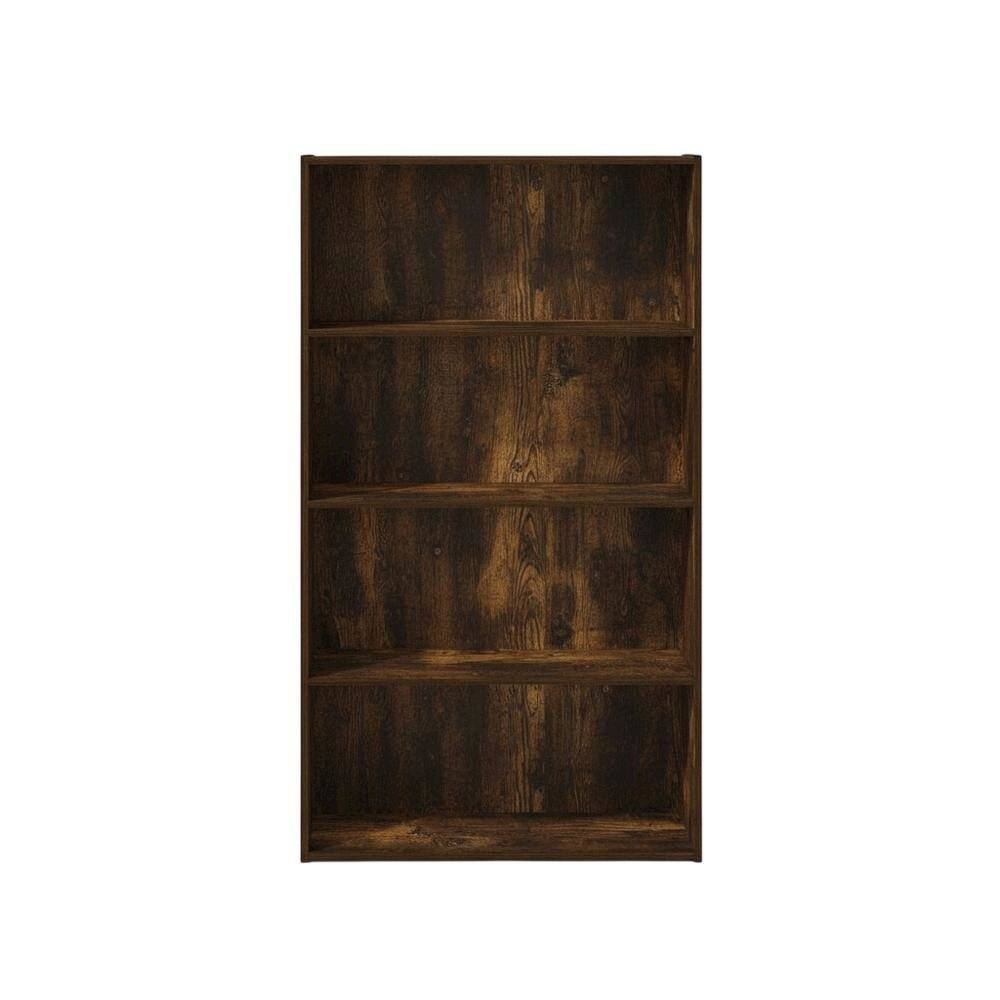 Back. FurniFact - Wood Bookcase with Open Shelving for Living Room Storage - Amber Pine.