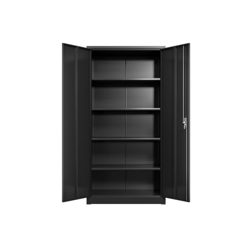 Alt View 2. HTUTWOO - Steel Storage Cabinet - Locking Storage Cabinet with 2 Door and 5 Adjustable Shelves Garage Storage Cabinet for Home - Black.