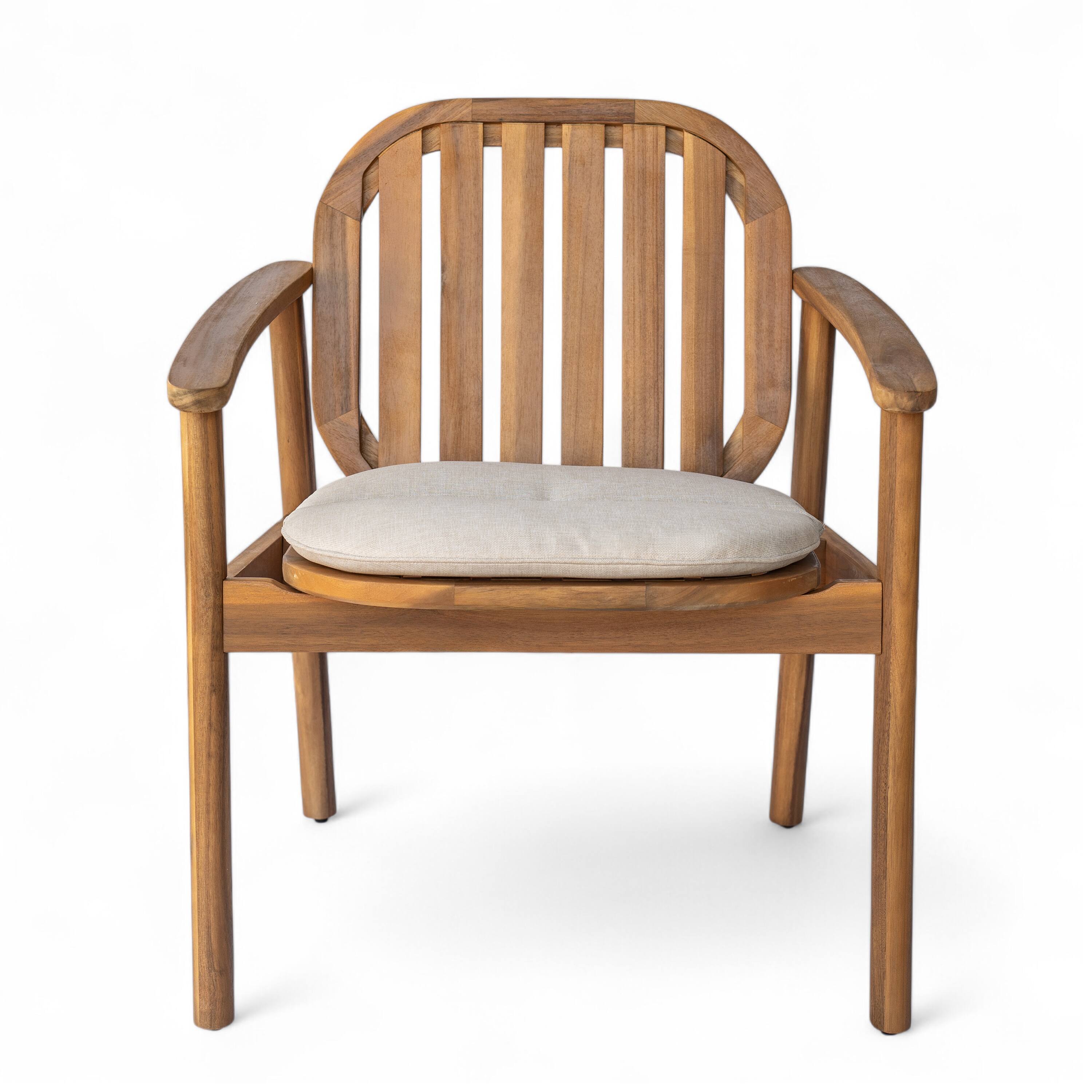 Alt View 1. Mondawe - Set of 2 Dining Chair With Cushion - Teak+ Beige.