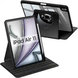 Fintie - Rotating Case for iPad Air 11-inch (M4/M3/M2) & iPad Air 4th/5th Gen 10.9 inch | 360° Swivel Stand & Pencil Holder - Black