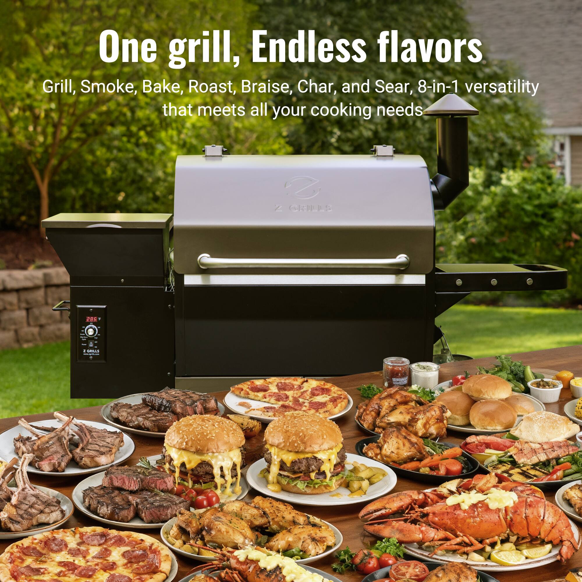 One grill, Endless flavors

Grill, Smoke, Bake, Roast, Braise, Char, and Sear, 8-in-1 versatility that meets all your cooking needs