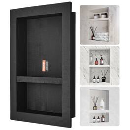 VEVOR - Shower Niche Ready for Tile 16" x 24", Double Shelf Organizer, Square Corners Wall-inserted Niche Recessed - Black
