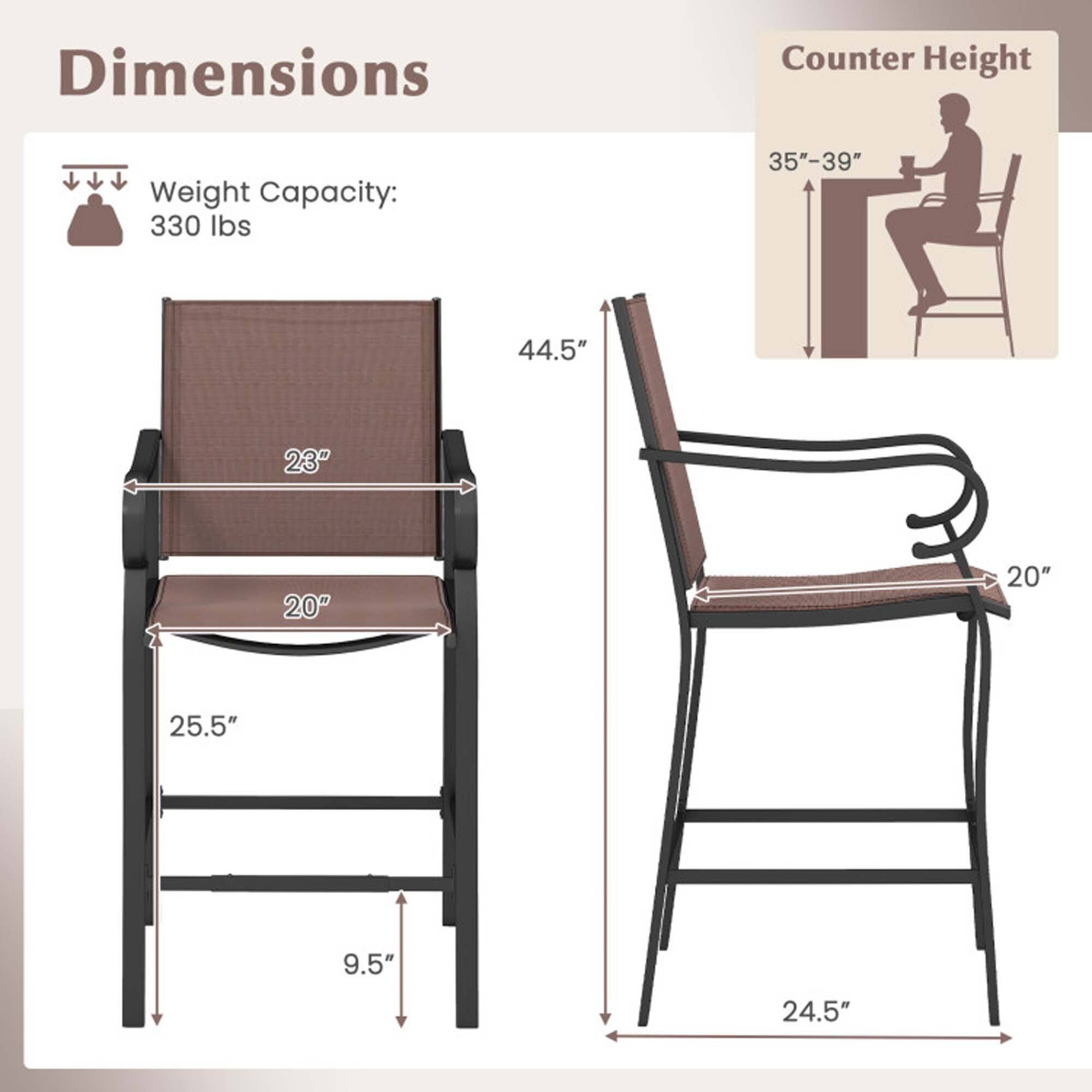 Dimensions  
Counter Height  
Weight Capacity: 330 lbs  
35"-39"  
44.5"  
23"  
20"  
20"  
25.5"  
9.5"  
24.5"