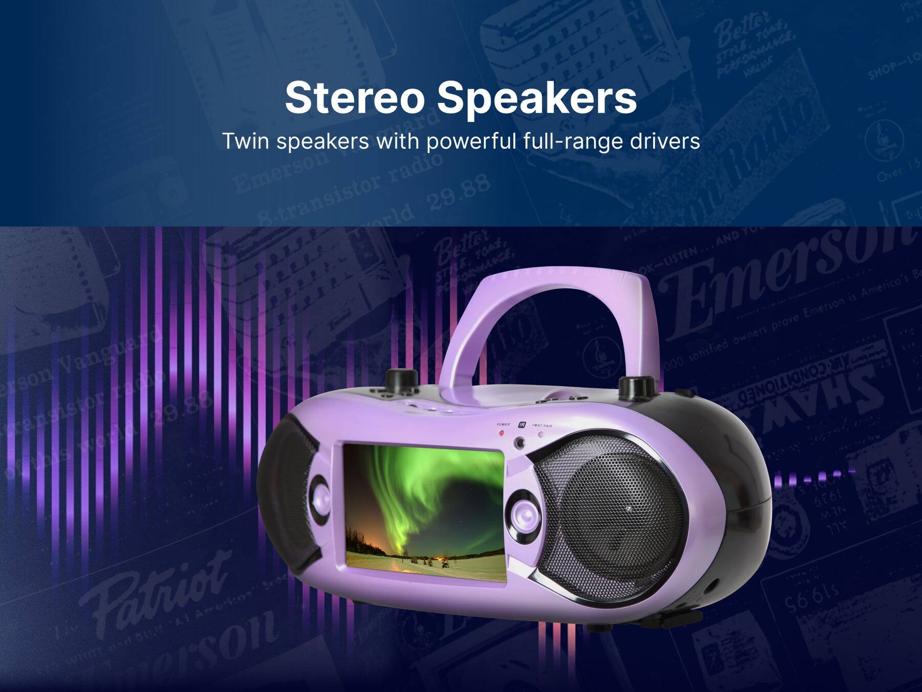 Stereo Speakers

Twin speakers with powerful full-range drivers