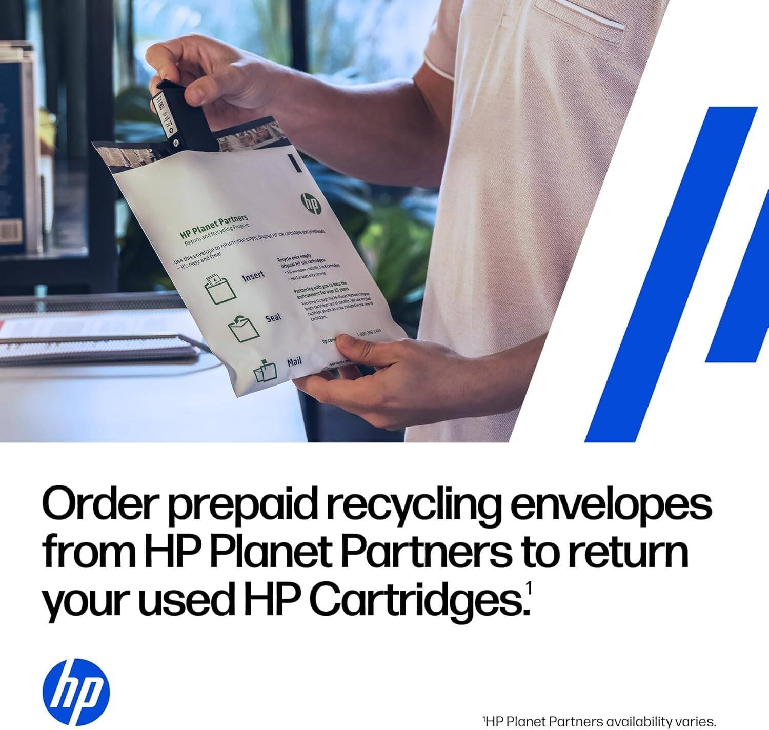 Order prepaid recycling envelopes from HP Planet Partners to return your used HP Cartridges.¹

¹HP Planet Partners availability varies.