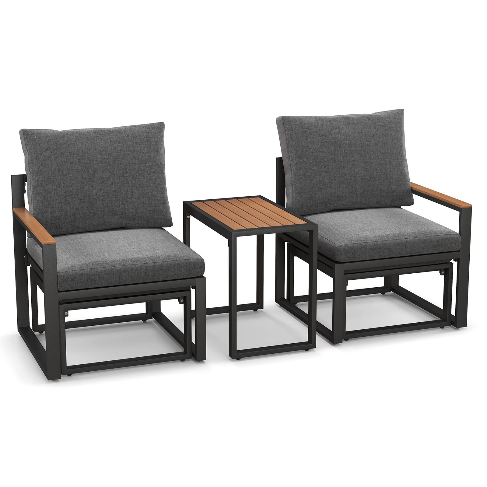 Alt View 4. Gymax - Gymax Set of 5 Furniture Set w/ Soft Cushions Space Saving Design Aluminum Frame - Gray.