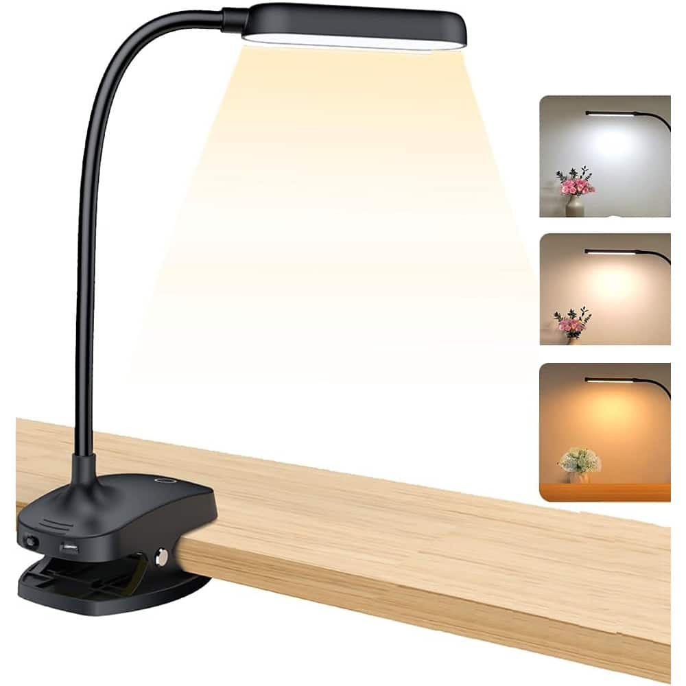 Schertz - Rechargeable Clip-On Desk Lamp – 7W, Flexible Gooseneck, Stepless Dim