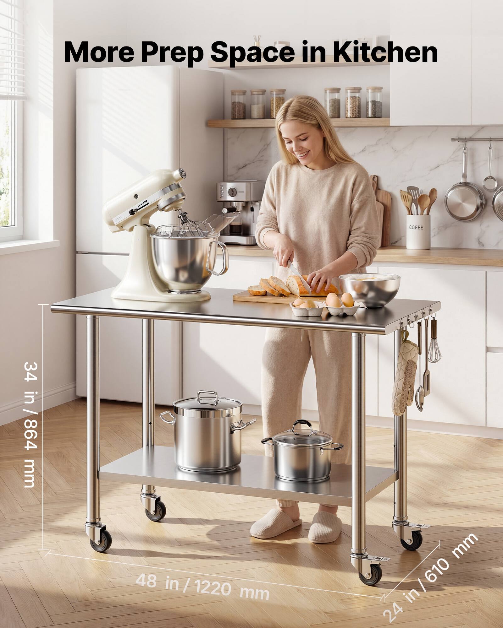 More Prep Space in Kitchen

COFFEE

34 in / 864 mm

48 in / 1220 mm

24 in / 610 mm