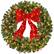 Front. Best Choice Products - Pre-Lit Artificial Christmas Wreath w/Berries & Pinecones, Red Bow, Lights - Green Spruce - Decorated.