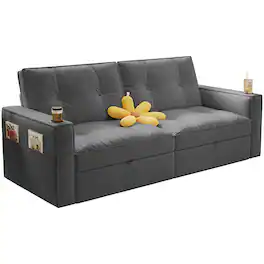Boyel Living - SOMNUS 2 in 1 Convertible Sofa Bed Corduroy Steel Frame 600 lbs Load Capacity Small Space Grey - Gray