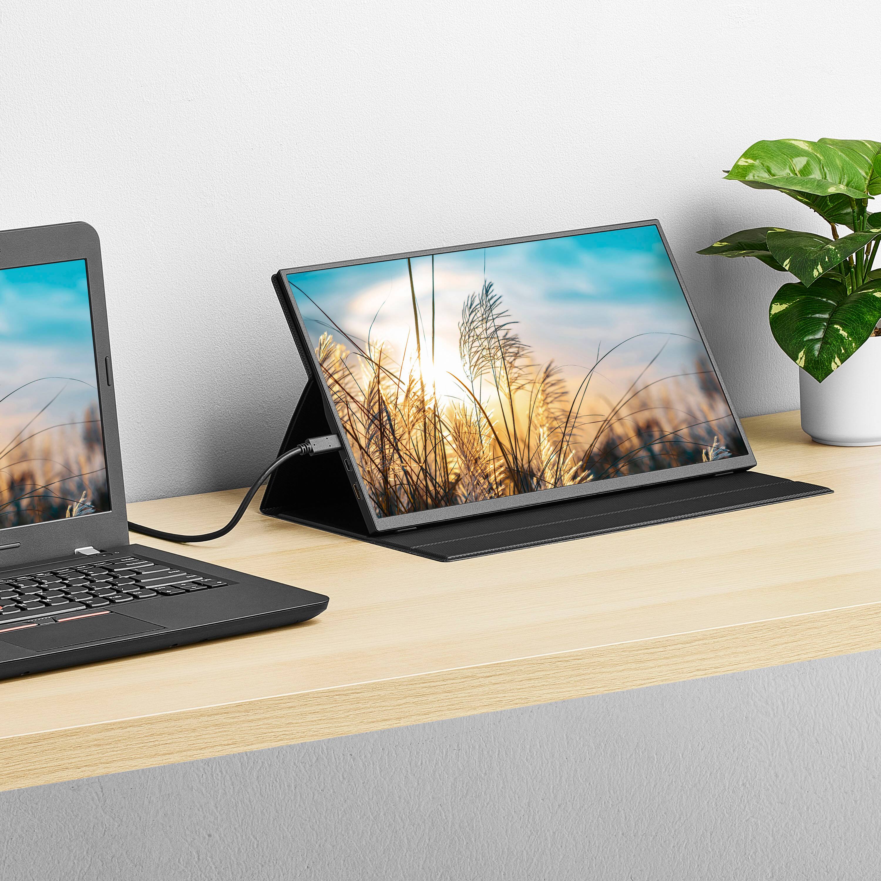 Alt View 1. Insignia™ - 15.6" LED FHD Portable Monitor (Mini HDMI, USB-C) - Black.