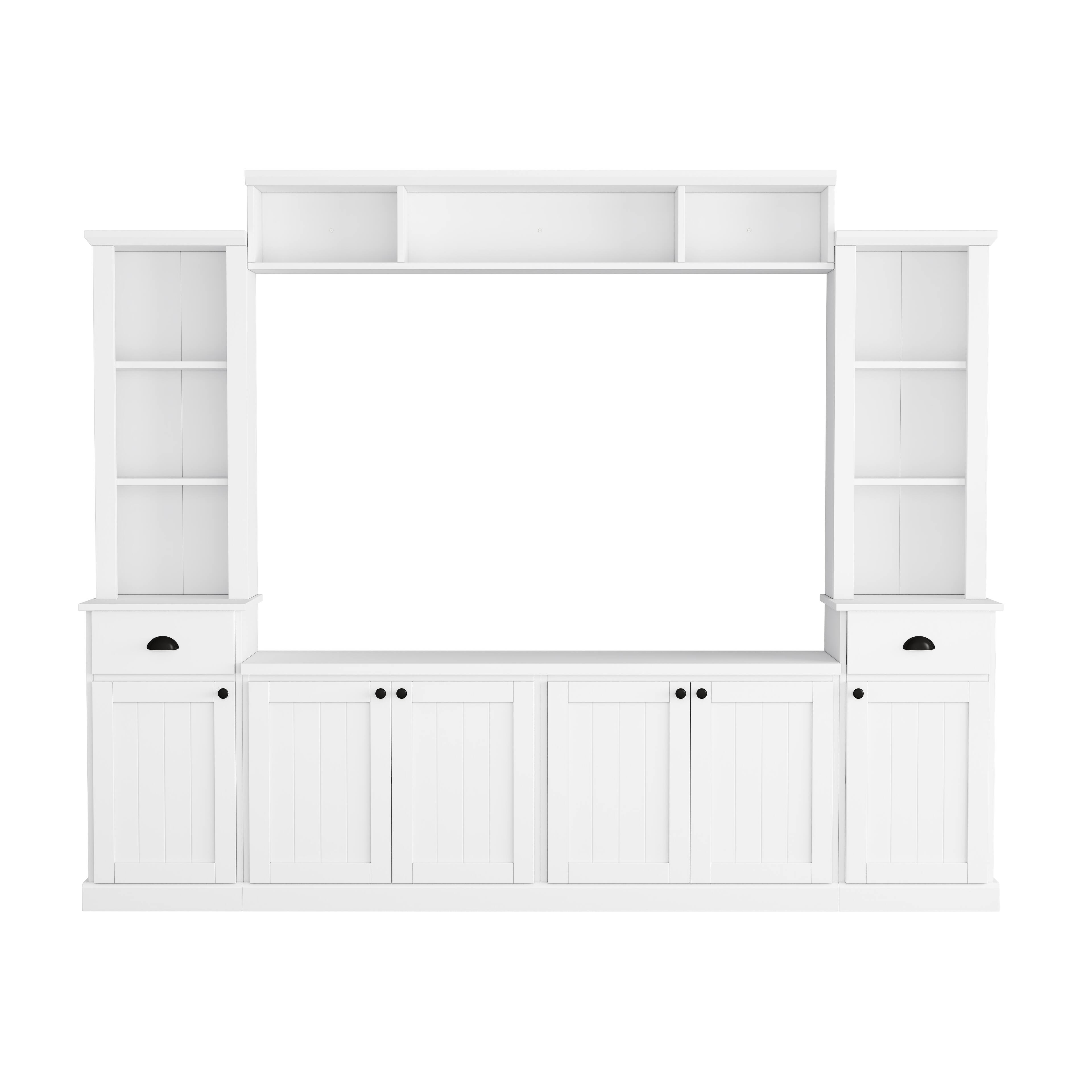 Left. CheryLife - 103 in.White Modern Entertainment Center Wall Unit with Bridge for TVs Up to 75'' - White.