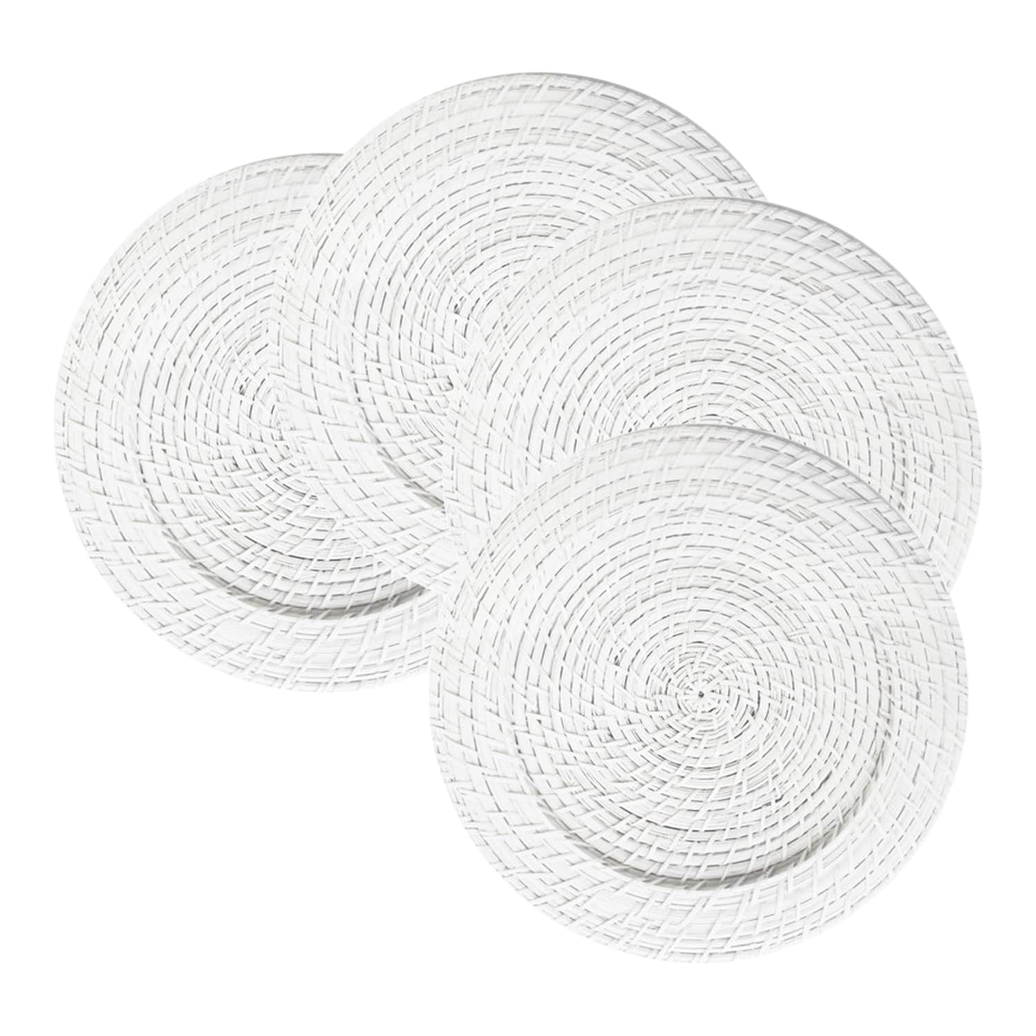 American Atelier - Rattan Charger Set of 4 Plates - White