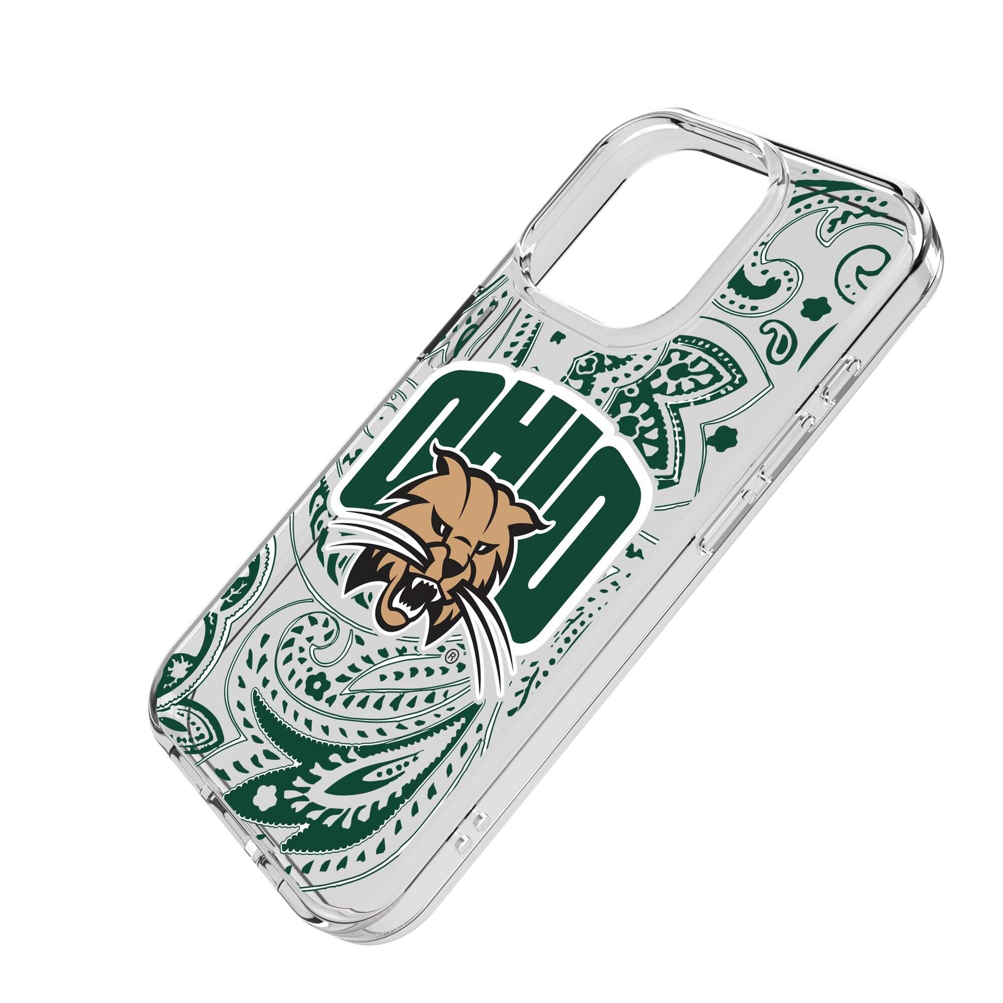 Alt View 1. Keyscaper - Ohio Bobcats iPhone Paisley Design Clear Case - 15 Pro - Multicolor.