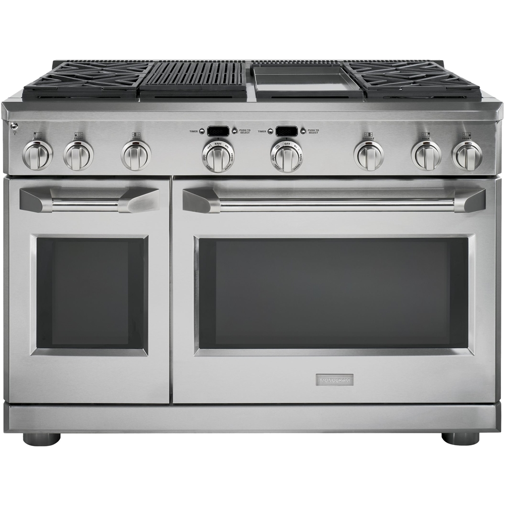 Monogram - 8.3 Cu. Ft. Self-Cleaning Freestanding Double Oven Dual Fuel Convection Range - Stainless steel