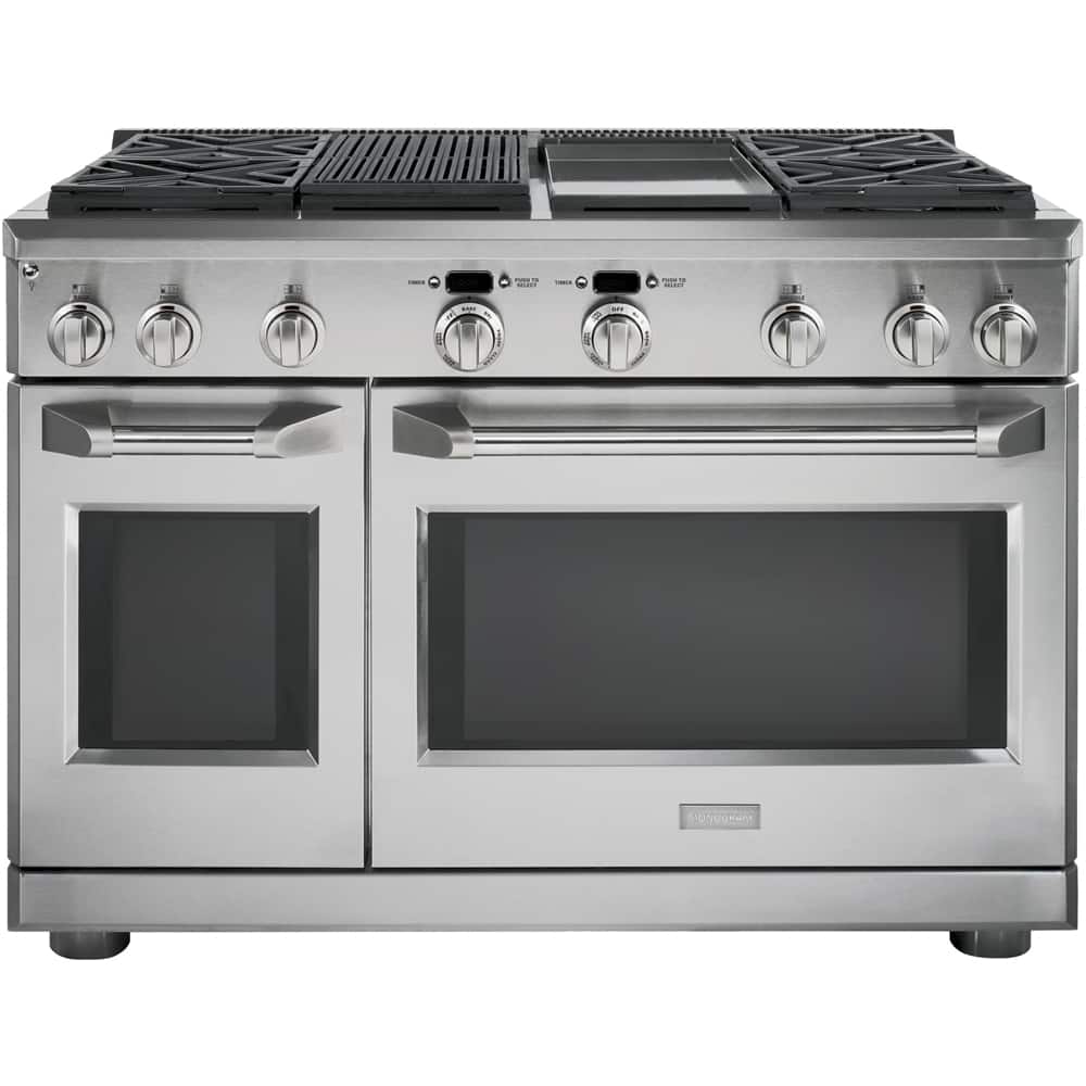 Monogram – 8.3 Cu. Ft. Self-Cleaning Freestanding Double Oven Dual Fuel Convection Range – Stainless steel