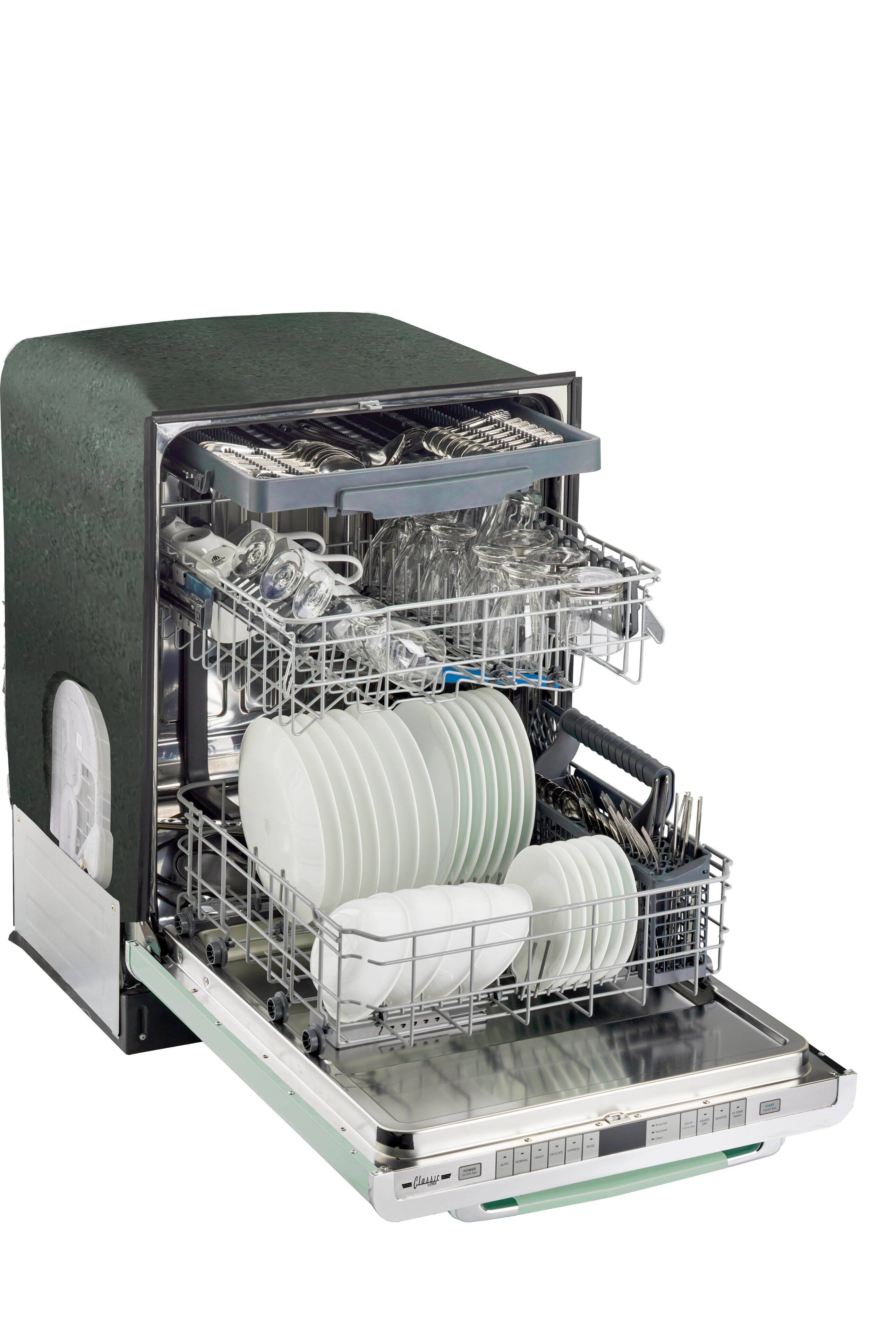 Alt View 15. Unique Appliances - Classic Retro 24" Top Control Dishwasher with Stainless Steel Tub and 3rd Rack - Summer Mint Green.