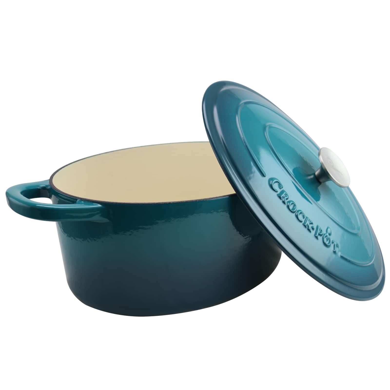 Crockpot - Crock Pot Artisan 7 Quart Enameled Cast Iron Oval Dutch Oven Ombre - Teal