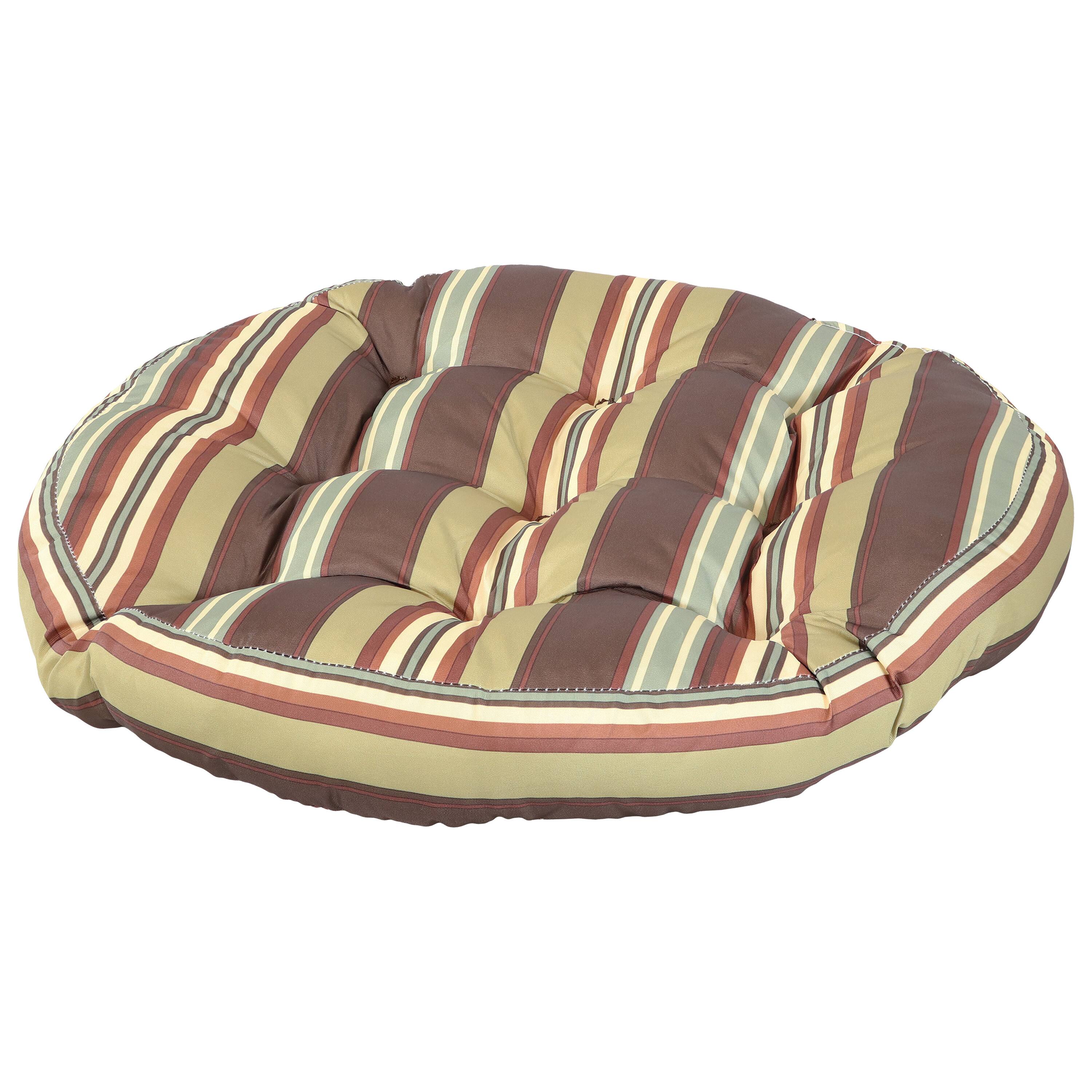 Alt View 5. Sunnydaze - Outdoor Round Polyester Floor Cushion - Set of 2 - Chocolate Stripes.