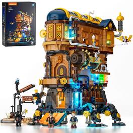 Lumibricks - Steampunk Moving Castle Lighting Building-Bricks Set, 2690 Pieces, Gear Mechanisms, Collectible Display Model, Ages 16+