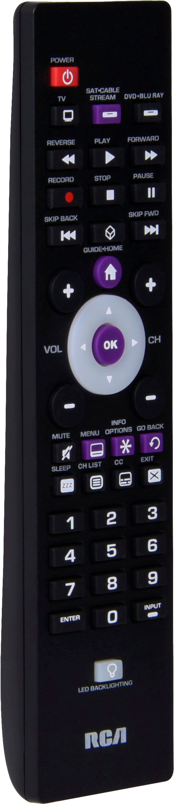Angle View: RCA - 3-Device Backlit Universal Remote - Black