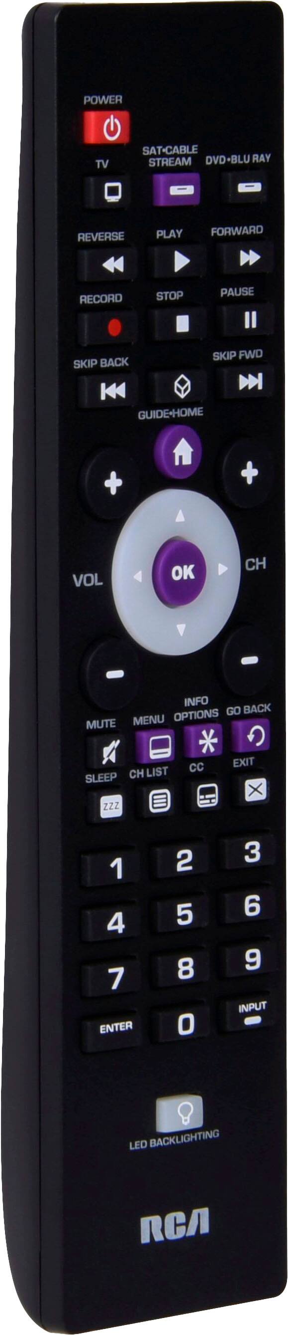 Angle. RCA - 3-Device Backlit Universal Remote - Black.