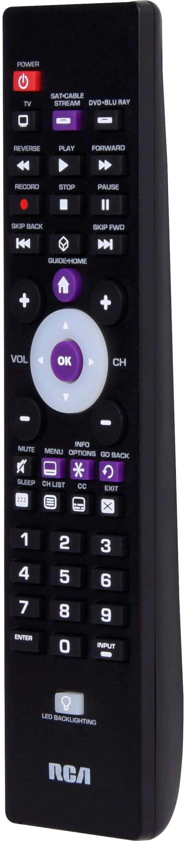 Left. RCA - 3-Device Backlit Universal Remote - Black.