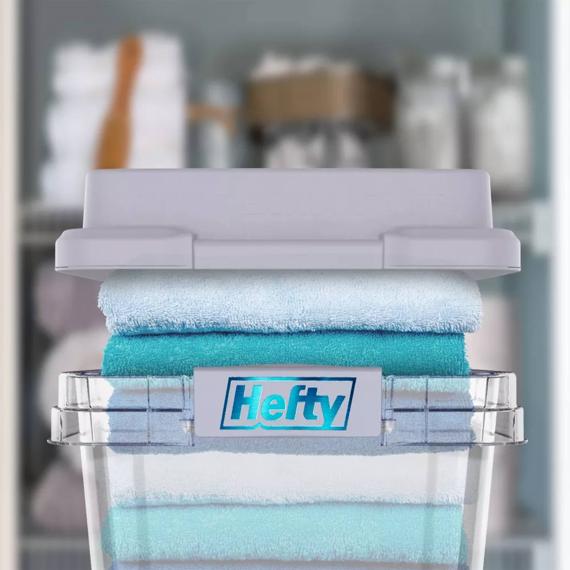 Alt View 4. Hefty - Hefty 6 Pack 32 Quart Hi-Rise Stackable Plastic Storage Bin w/ Lid, Quarry Gray - Quarry Gray.