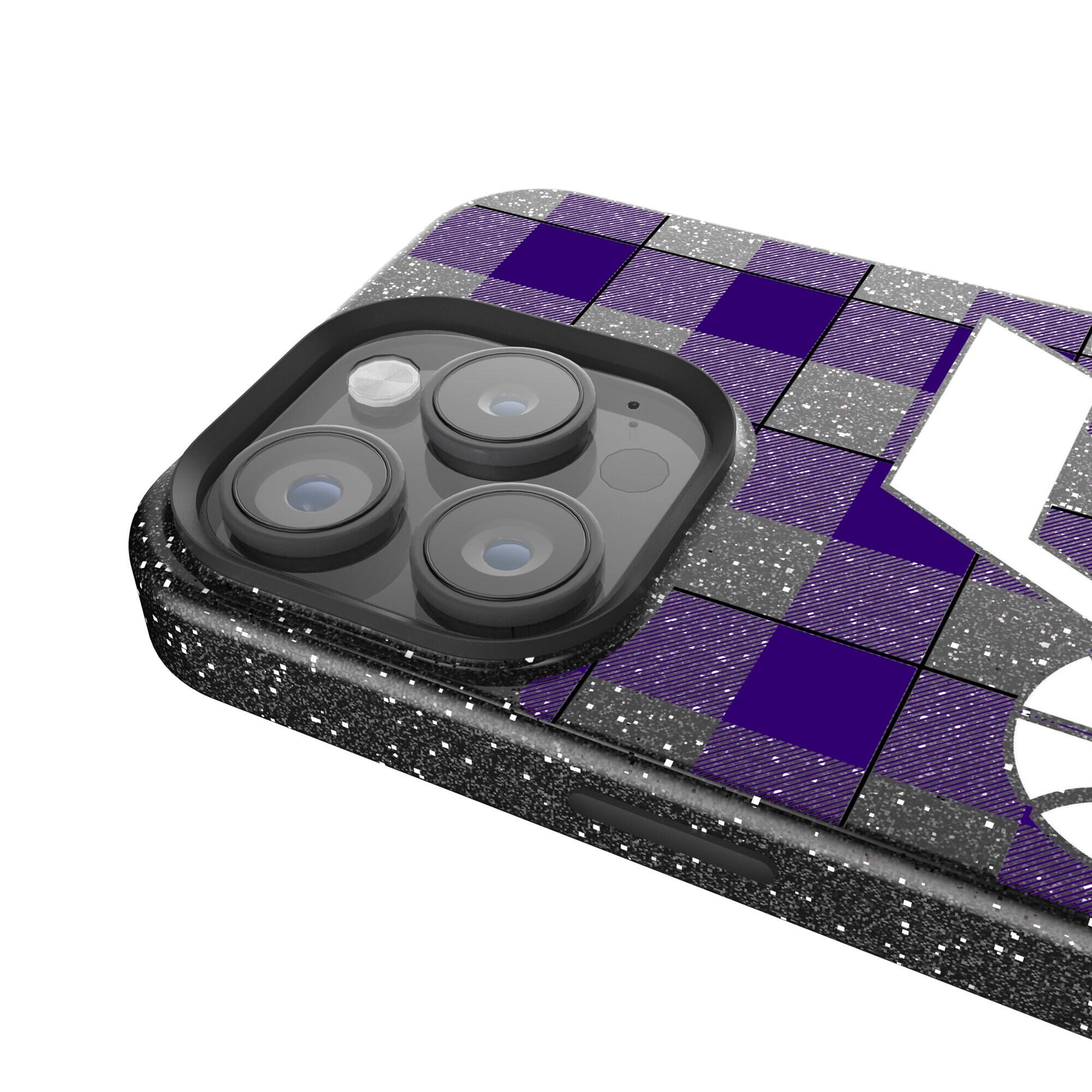 Alt View 3. Keyscaper - Utah Jazz Plaid Bling iPhone Case - 15 Pro Max - Black.