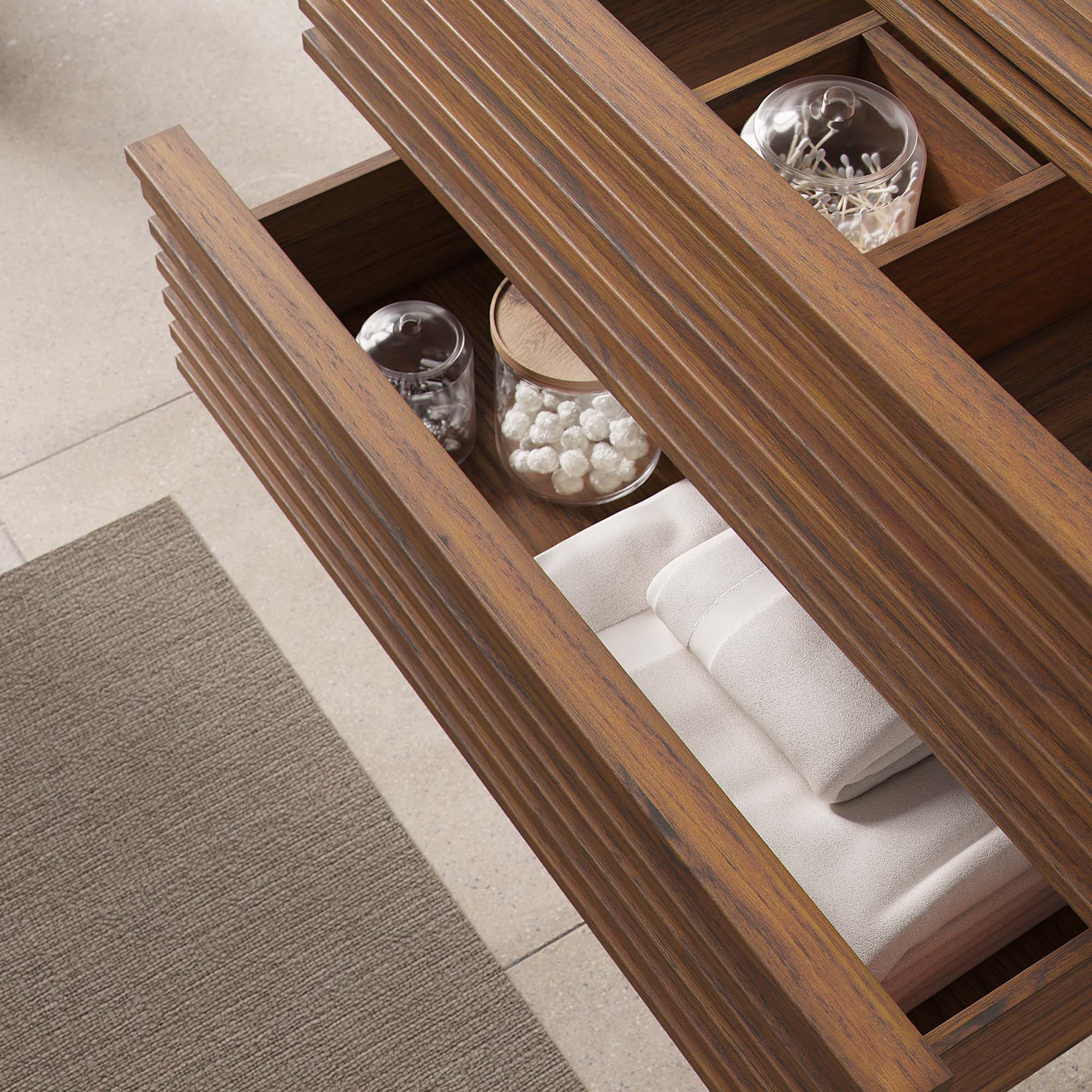 Left. Modway - Render Wall-Mount Bathroom Cabinet Basin Not Included - Walnut.