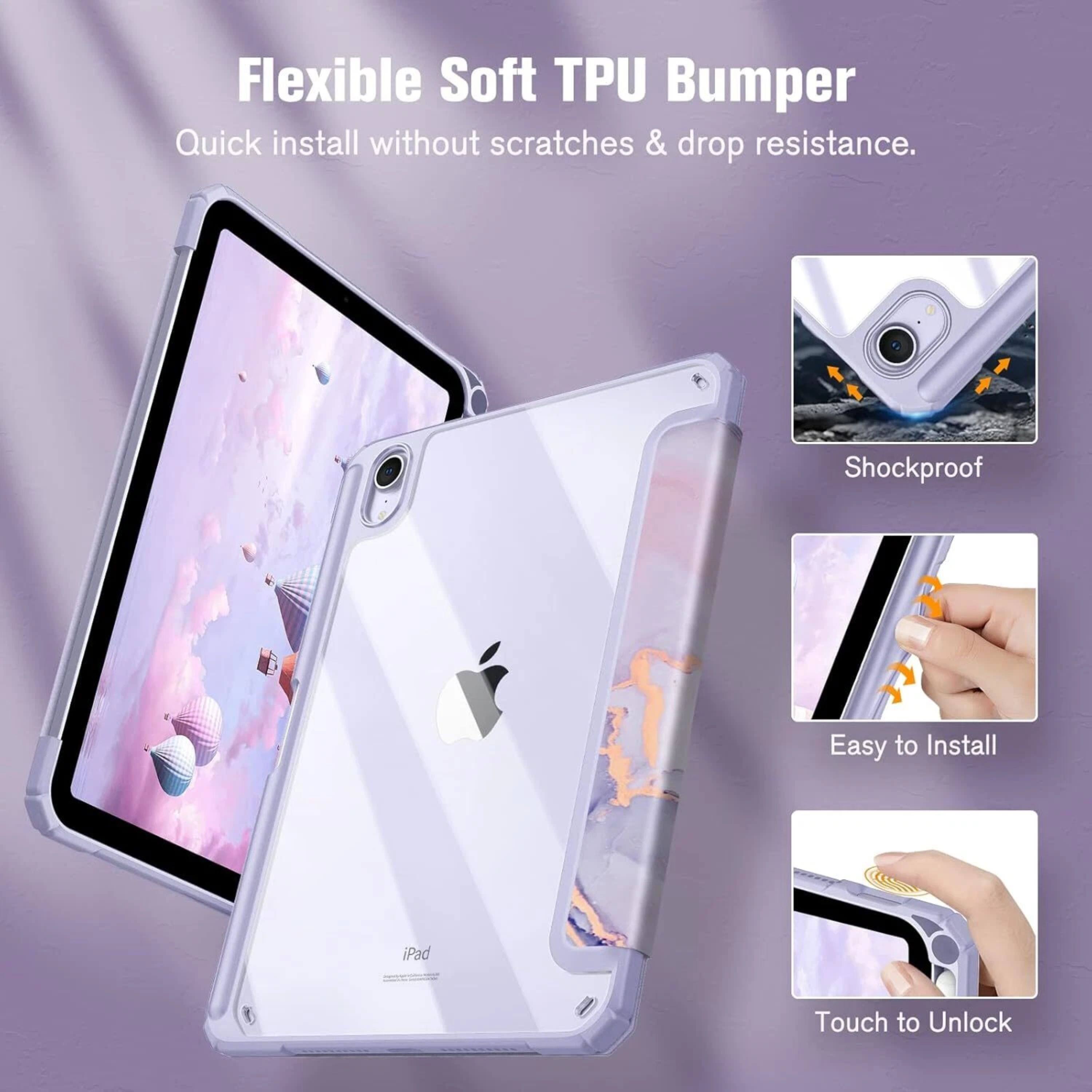 Flexible Soft TPU Bumper  
Quick install without scratches & drop resistance.  
Shockproof  
Easy to Install  
Touch to Unlock