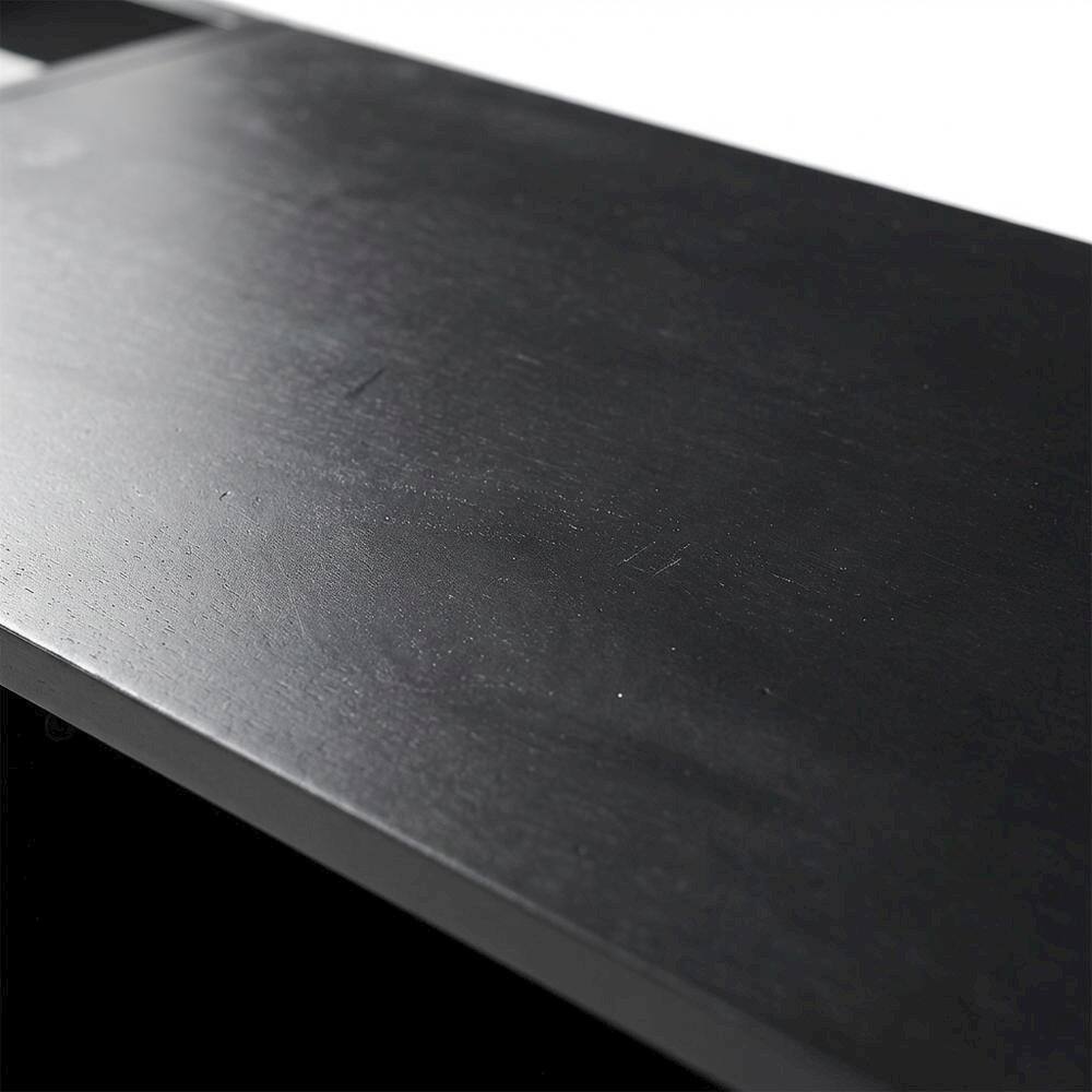 Alt View 3. FurniFact - Wooden Low Record Player Stand with Vinyl Storage and Cable Management - Black.