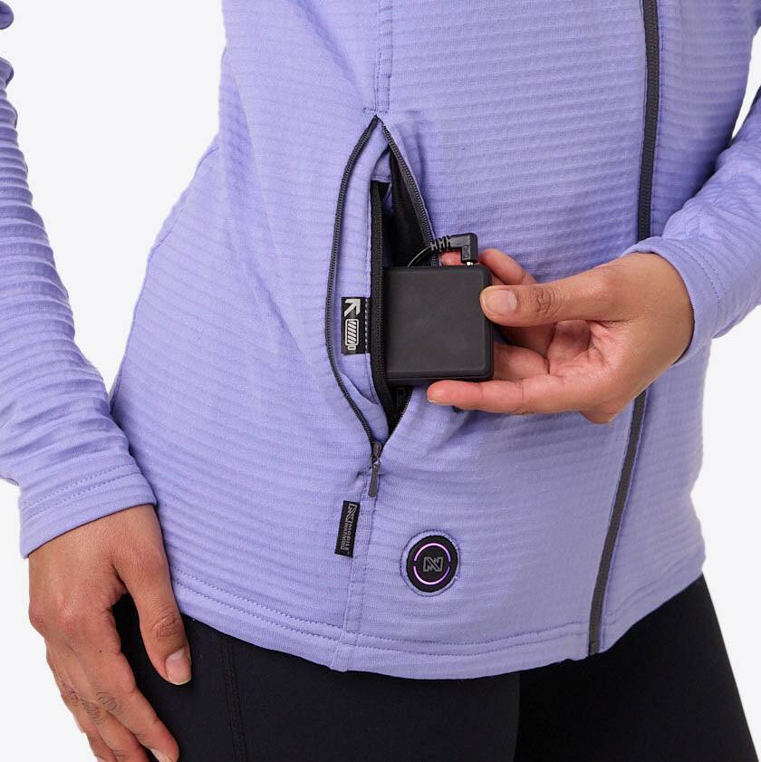 Alt View 5. Mobile Warming - Women's Element Mid-Layer Full Zip Heated Hoodie - Periwinkle .