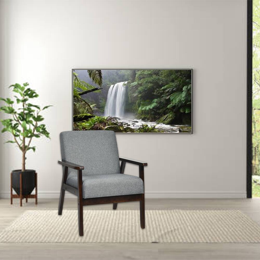 Front. Hivvago - Vintage Mid-Century Fabric Armchair for Living Room - Gray.