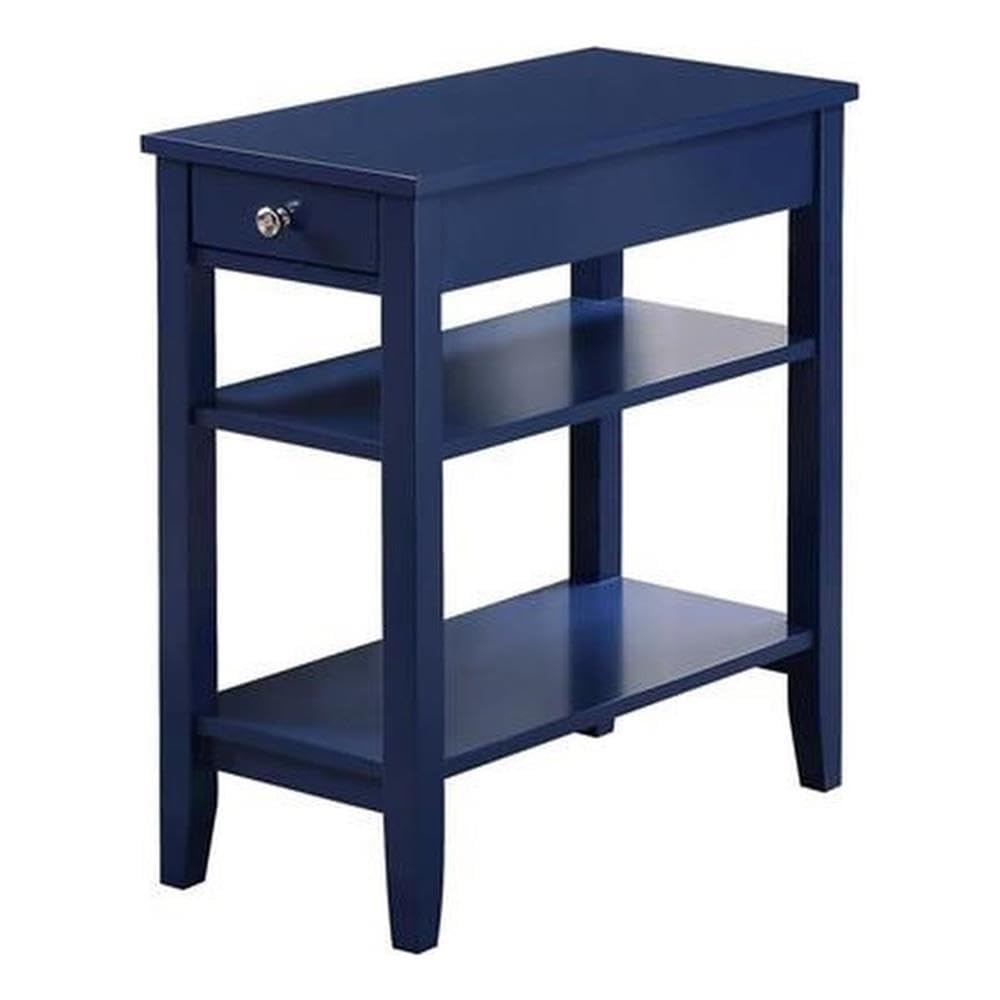 Front. PO3TICJUNKI3 - Heritage Chairside End Table With Drawer 23 5 - Classic Living Room Storage Shelf Bedroom Nightstand - Cobalt Blue.