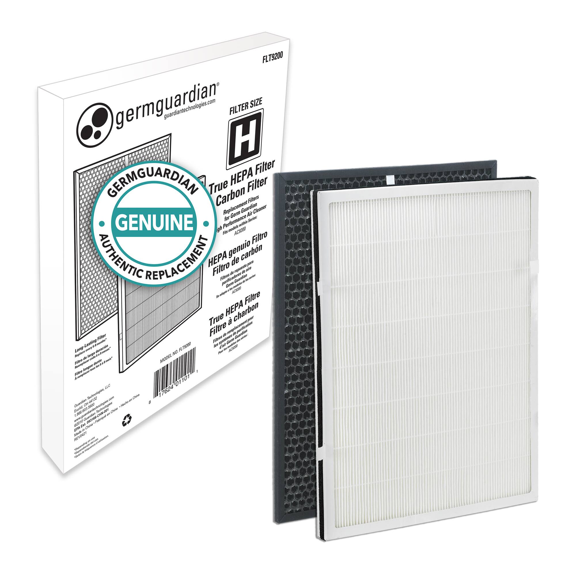 Genuine HEPA Pure Replacement Filter H for GermGuardian Air Purifier Model AC9200 - White