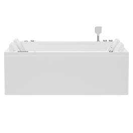 Empava - 71 in. x 47 in. Freestanding Whirlpool and Air Combination Bathtub SPA Tub with Center Drain - Ozone Filtration - White