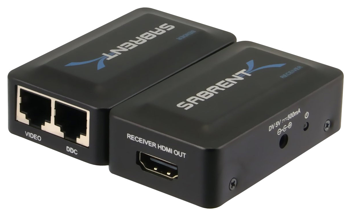 Angle View: Sabrent - HDMI and DVI over Cat-5e Extender Adapter - Black