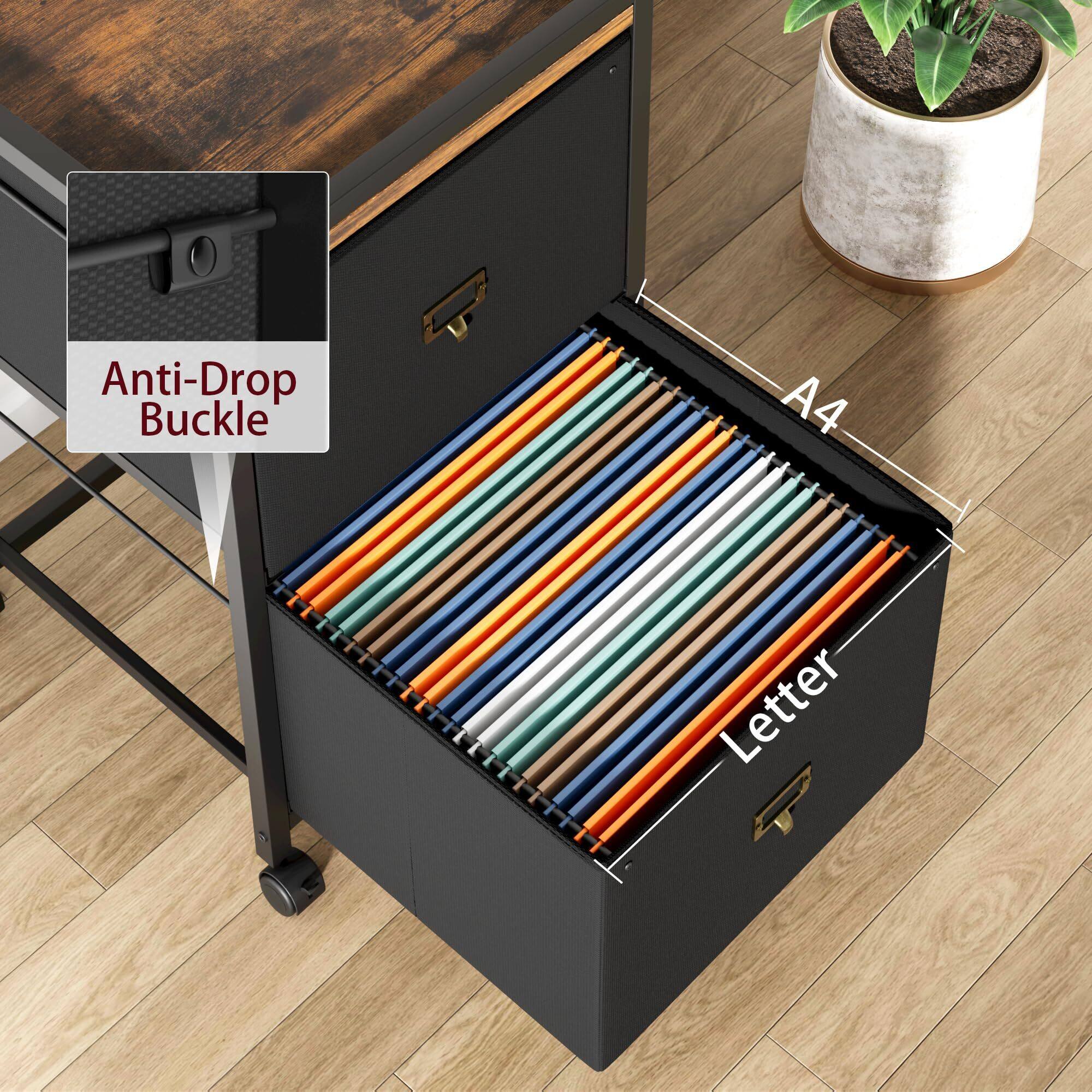 Alt View 5. Acekool - Mobile Filing Cabinet for Home Office, 2-Drawer, Under Desk Rolling Filing Organizer - Black.