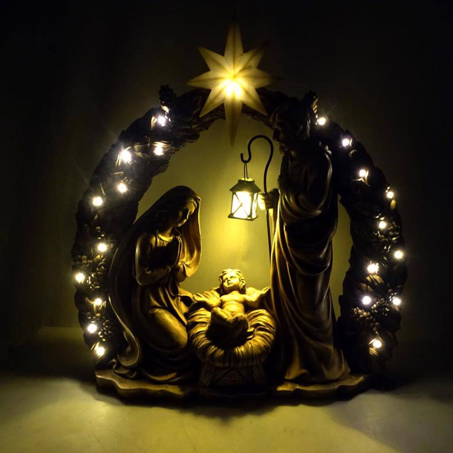 Alpine LED Nativity Scene 25 in. Yard Decor Brown | Warm White - Best Buy