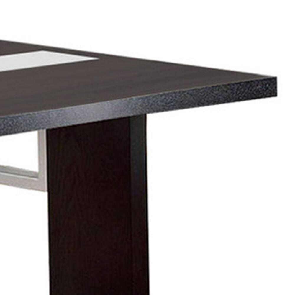 Alt View 1. Manhattan Lane - Contemporary Glass Insert Dining Table, Black - Black.